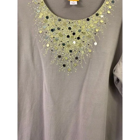 Ruby Rd. Women's Tan & Gold Top - Picture 4 of 7